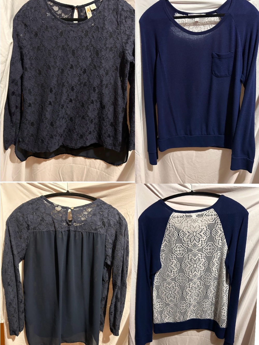 Women’s Navy Lace Tops
